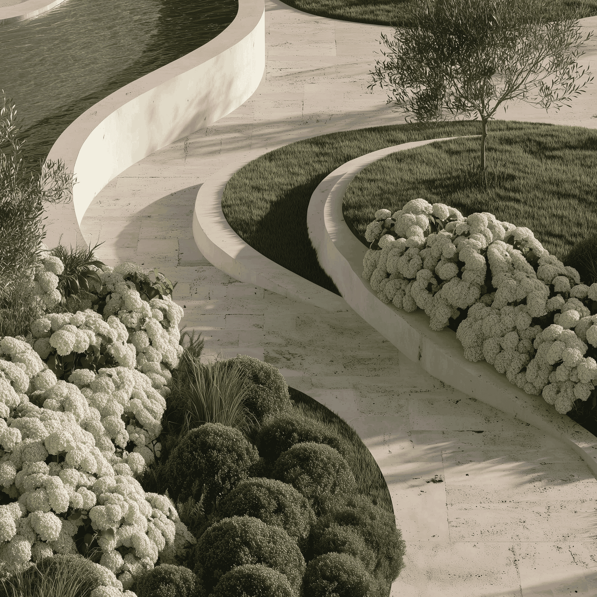 Modern garden with sustainable features